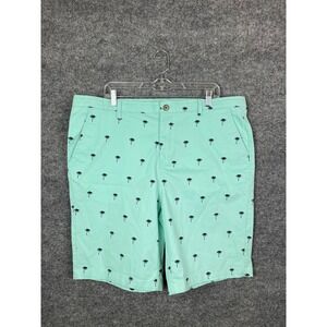 Hudson & Barrow Chino Shorts Mens 38 Mint Green Excellent Palm Tree Print